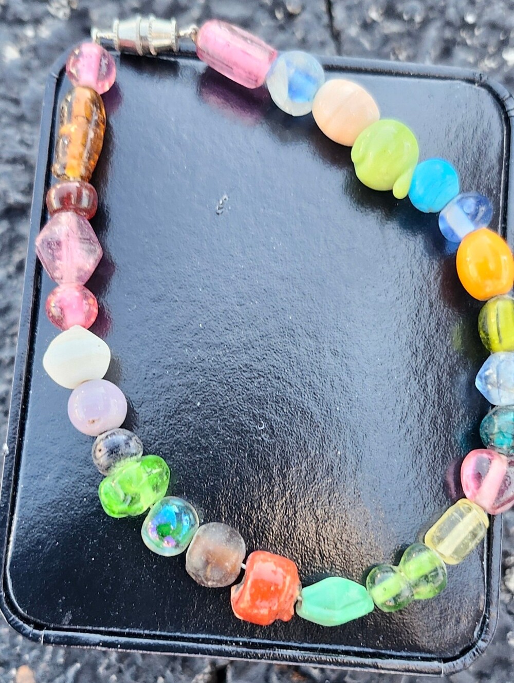 Handmade Multicolor Glass Bead Bracelet - Unbranded
